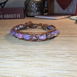 Purple and Brown Beaded Bracelet